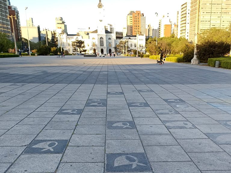 Pflasterung der Plaza de Moreno in La Plata